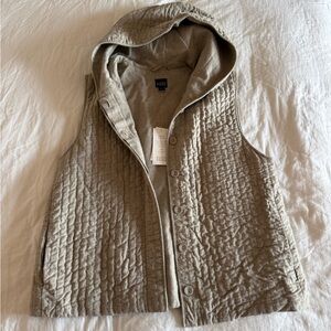 NWT Eileen Fisher Quilted Flannel Vest in Beige